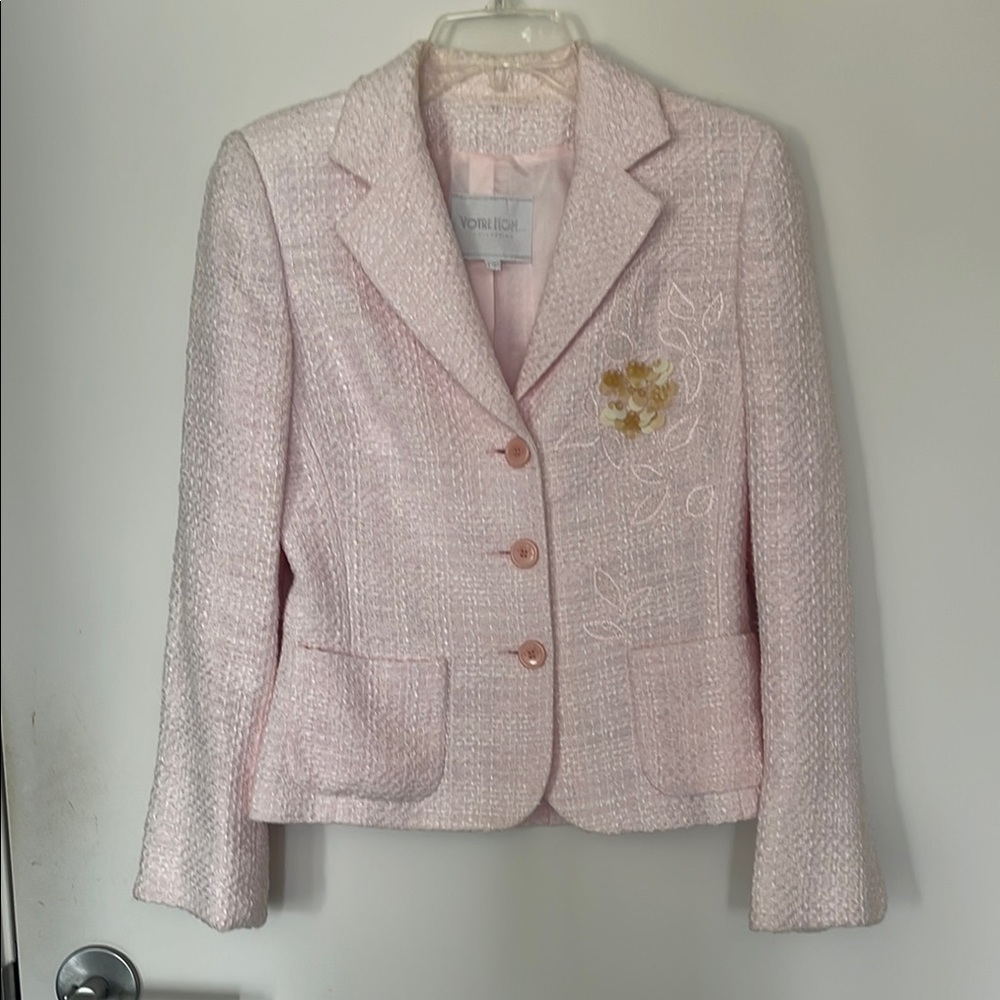 Votre Nom Pink Tailored Blazer with Textured Fabric